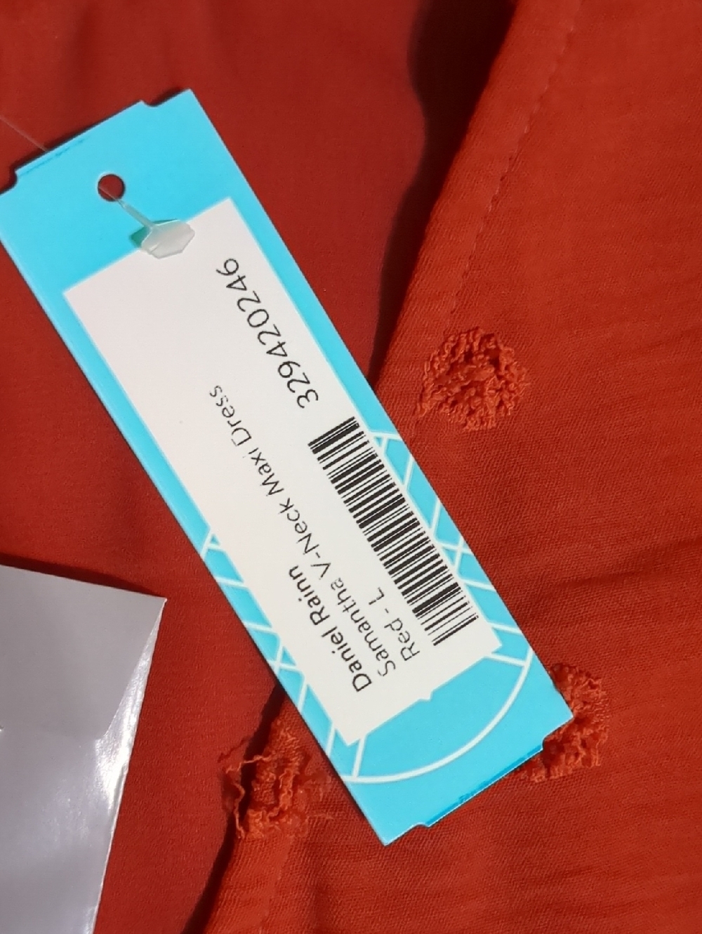 Daniel Rainn Stitch Fix Burnt Red Textured Polka Dot Maxi Dress Size L NWT - Picture 11 of 12